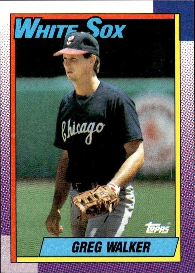 Greg Walker 1990 Topps #33 Baseball Trading Card - Front 1990 Topps Greg Walker #33 baseball trading card front