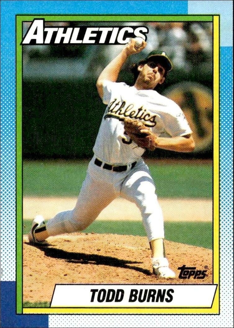 Todd Burns 1990 Topps #369 Baseball Trading Card - Front 1990 Topps Todd Burns #369 baseball trading card front