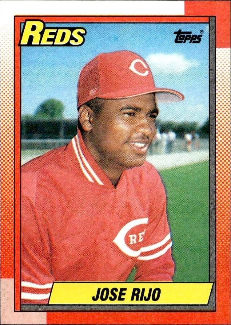 Jose Rijo 1990 Topps #627 Baseball Trading Card - Front 1990 Topps Jose Rijo #627 baseball trading card front