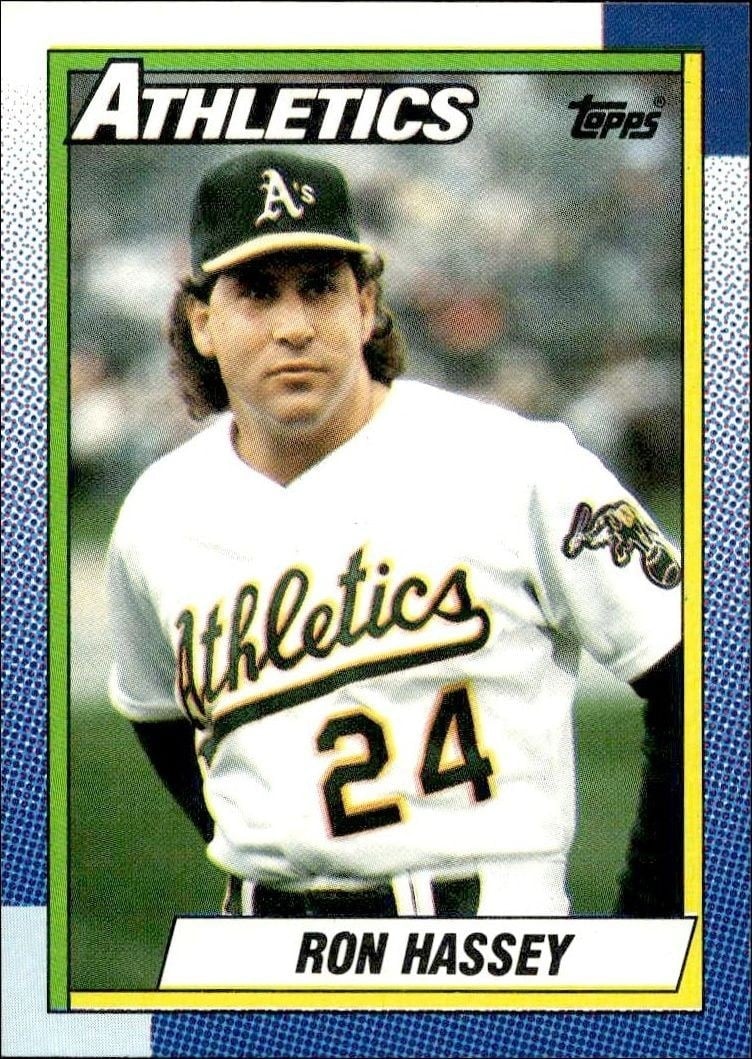 Ron Hassey 1990 Topps #527 Baseball Trading Card - Front 1990 Topps Ron Hassey #527 baseball trading card front