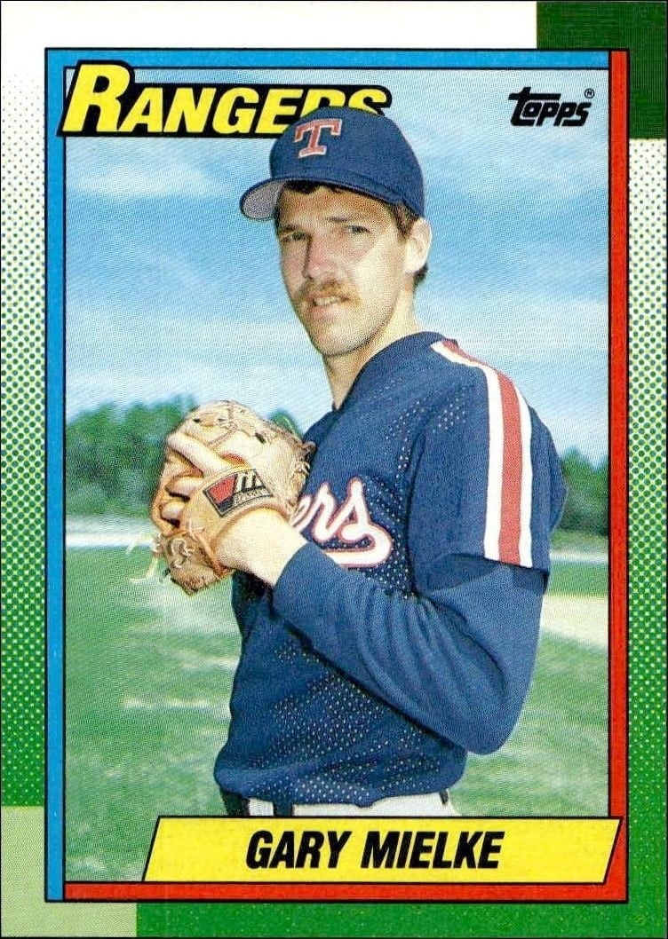 Gary Mielke 1990 Topps #221 Baseball Trading Card - Front 1990 Topps Gary Mielke #221 baseball trading card front