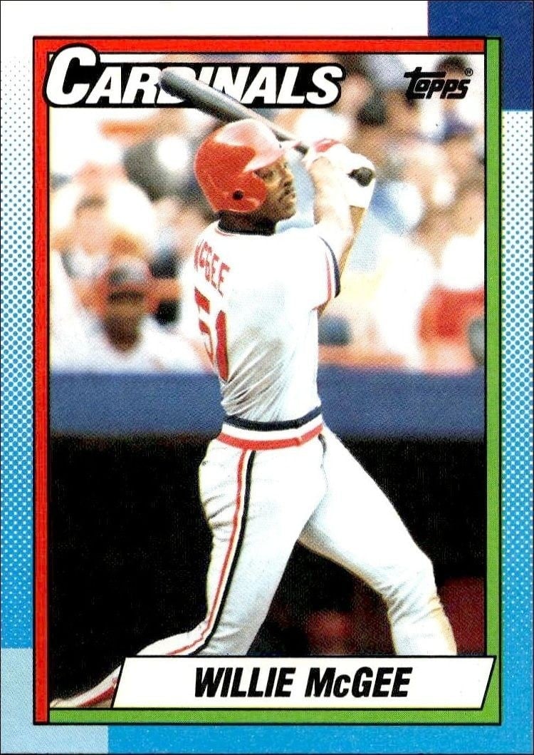 Willie McGee 1990 Topps #285 Baseball Trading Card - Front 1990 Topps Willie McGee #285 baseball trading card front