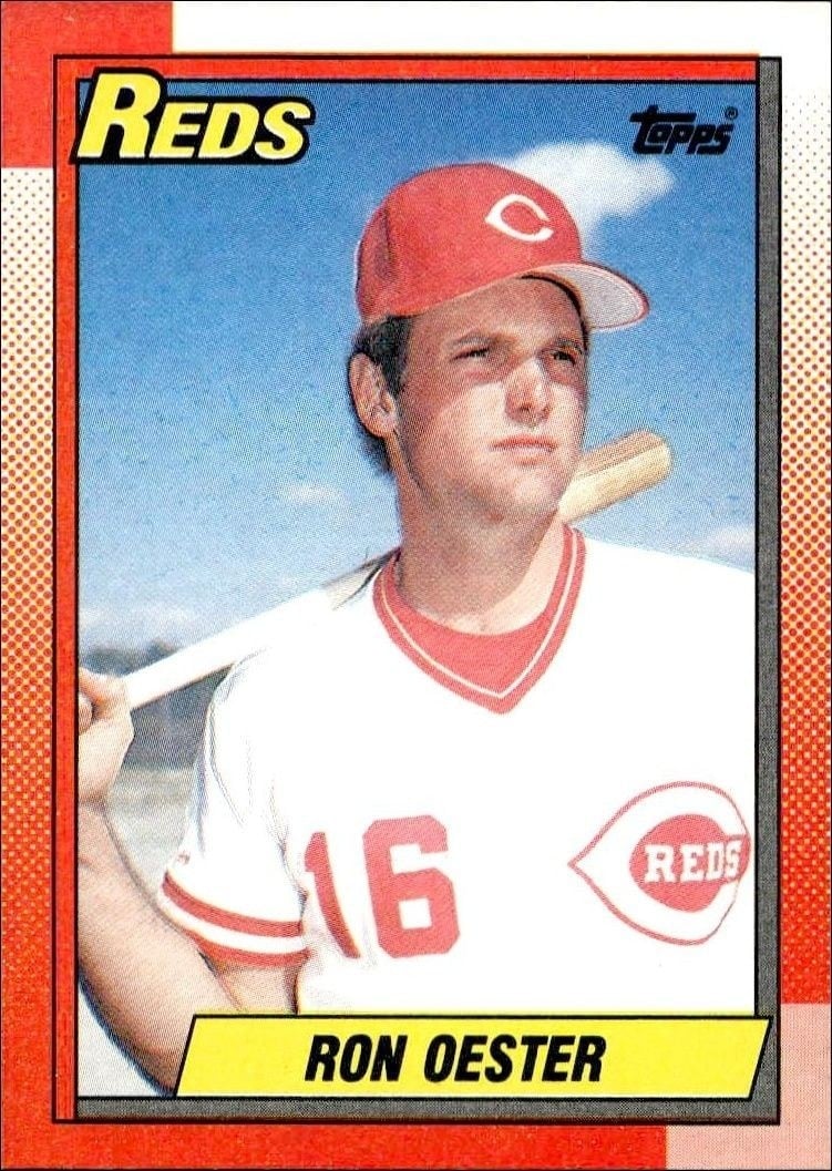 Ron Oester 1990 Topps #492 Baseball Trading Card - Front 1990 Topps Ron Oester #492 baseball trading card front