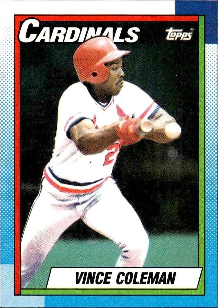 Vince Coleman 1990 Topps #660 Baseball Trading Card - Front 1990 Topps Vince Coleman #660 baseball trading card front