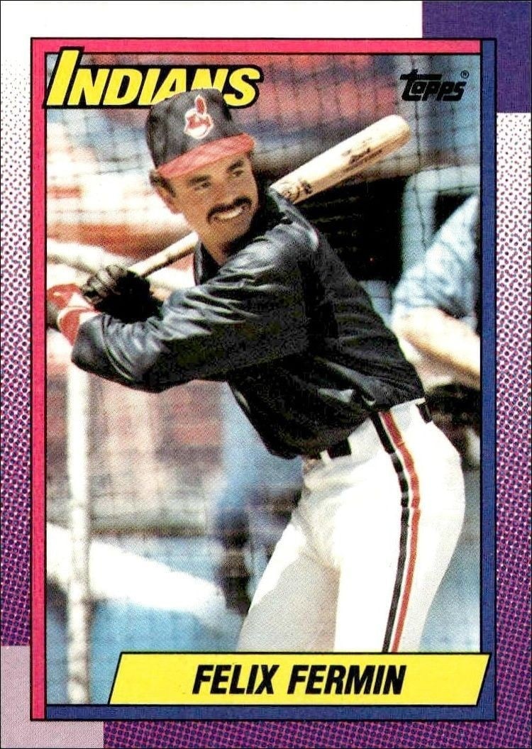 Felix Fermin 1990 Topps #722 Baseball Trading Card - Front 1990 Topps Felix Fermin #722 baseball trading card front