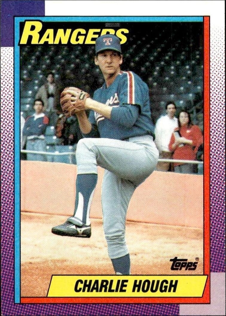 Charlie Hough 1990 Topps #735 Baseball Trading Card - Front 1990 Topps Charlie Hough #735 baseball trading card front