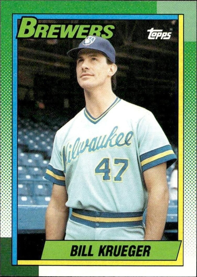 Bill Krueger 1990 Topps #518 Baseball Trading Card - Front 1990 Topps Bill Krueger #518 baseball trading card front