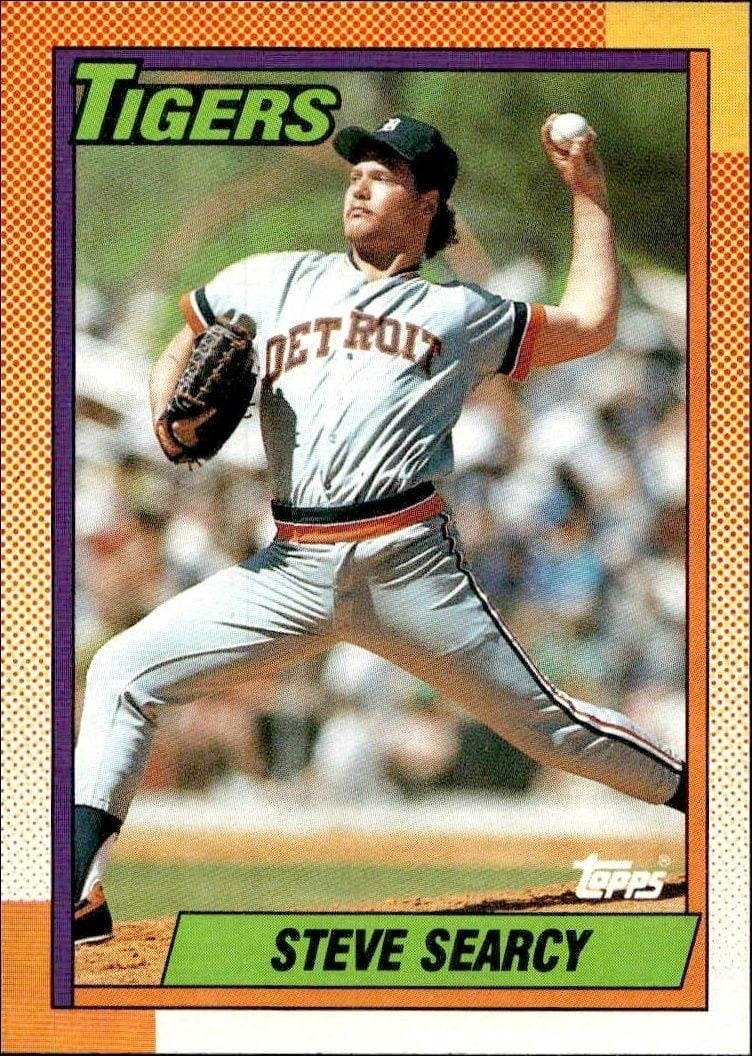 Steve Searcy 1990 Topps #487 Baseball Trading Card - Front 1990 Topps Steve Searcy #487 baseball trading card front