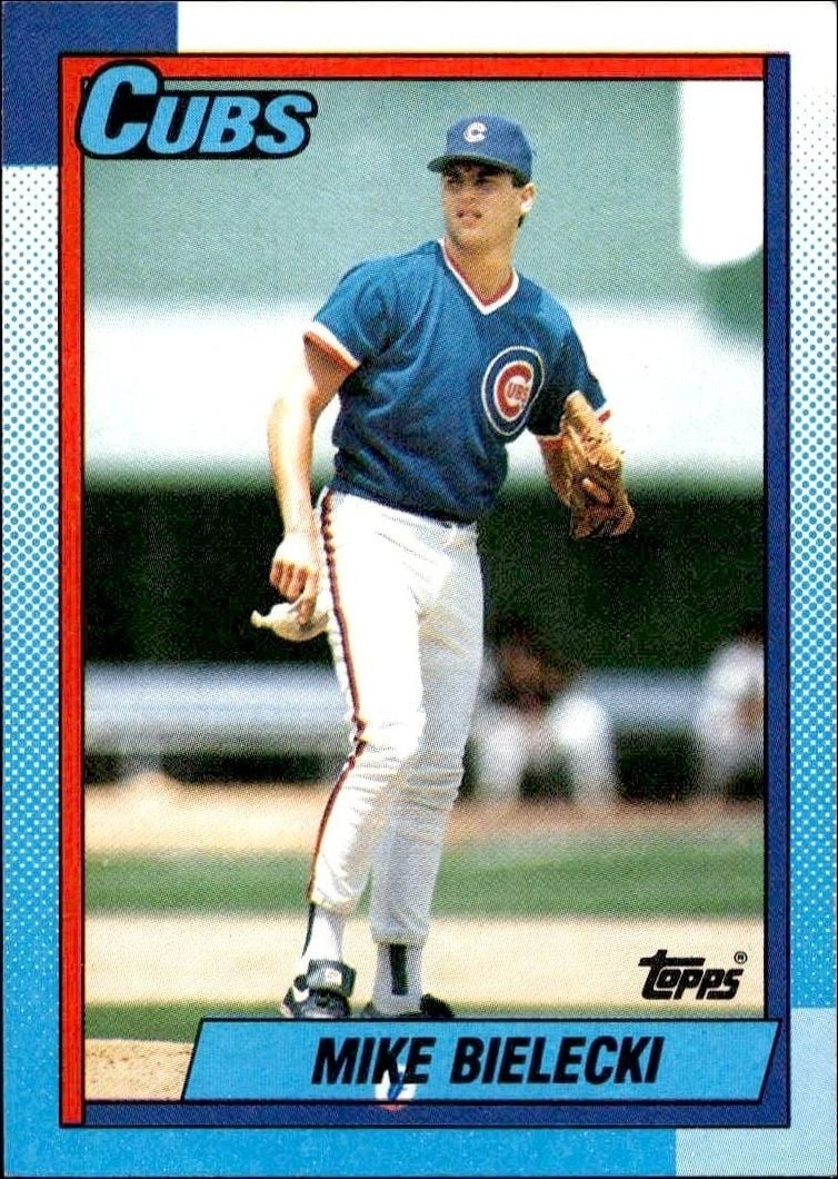 Mike Bielecki 1990 Topps #114 Baseball Trading Card - Front 1990 Topps Mike Bielecki #114 baseball trading card front