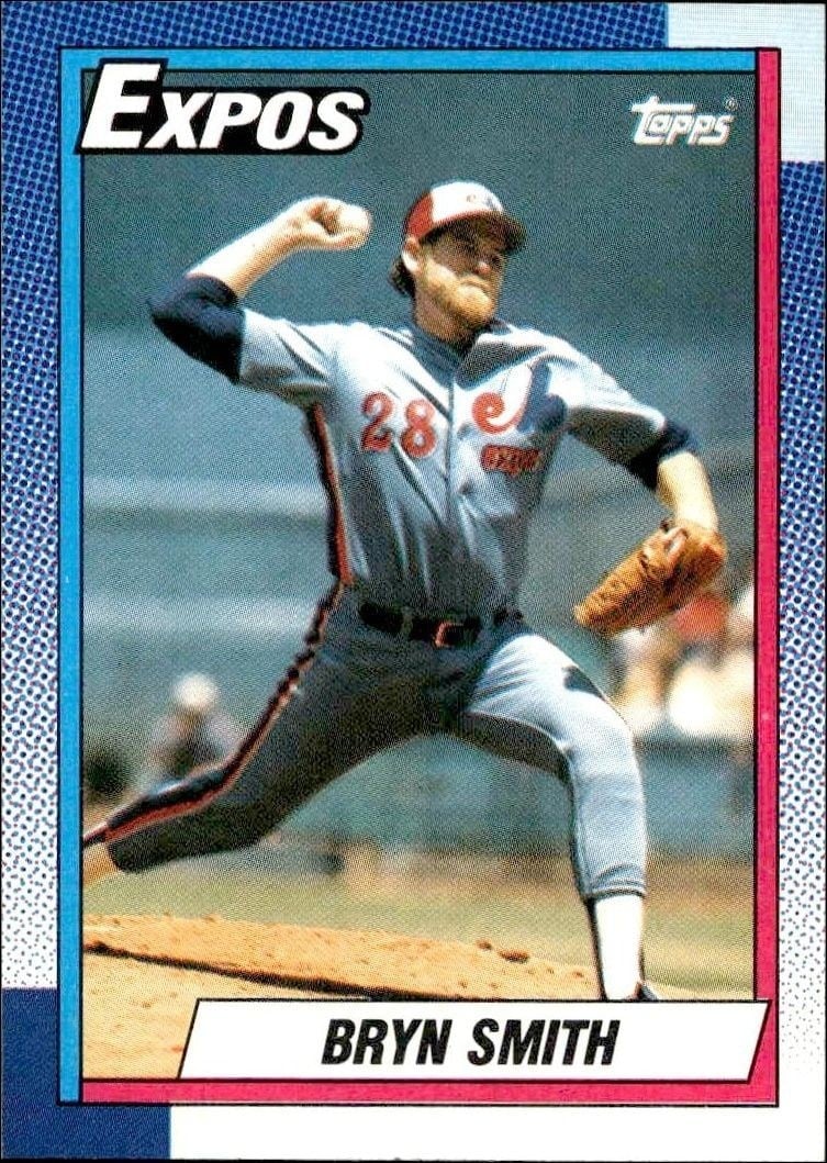 Bryn Smith 1990 Topps #352 Baseball Trading Card - Front 1990 Topps Bryn Smith #352 baseball trading card front