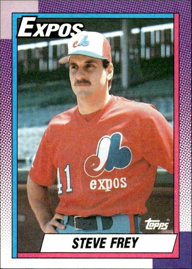 Steve Frey 1990 Topps #91 Baseball Trading Card - Front 1990 Topps Steve Frey #91 baseball trading card front