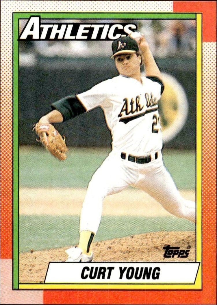 Curt Young 1990 Topps #328 Baseball Trading Card - Front 1990 Topps Curt Young #328 baseball trading card front