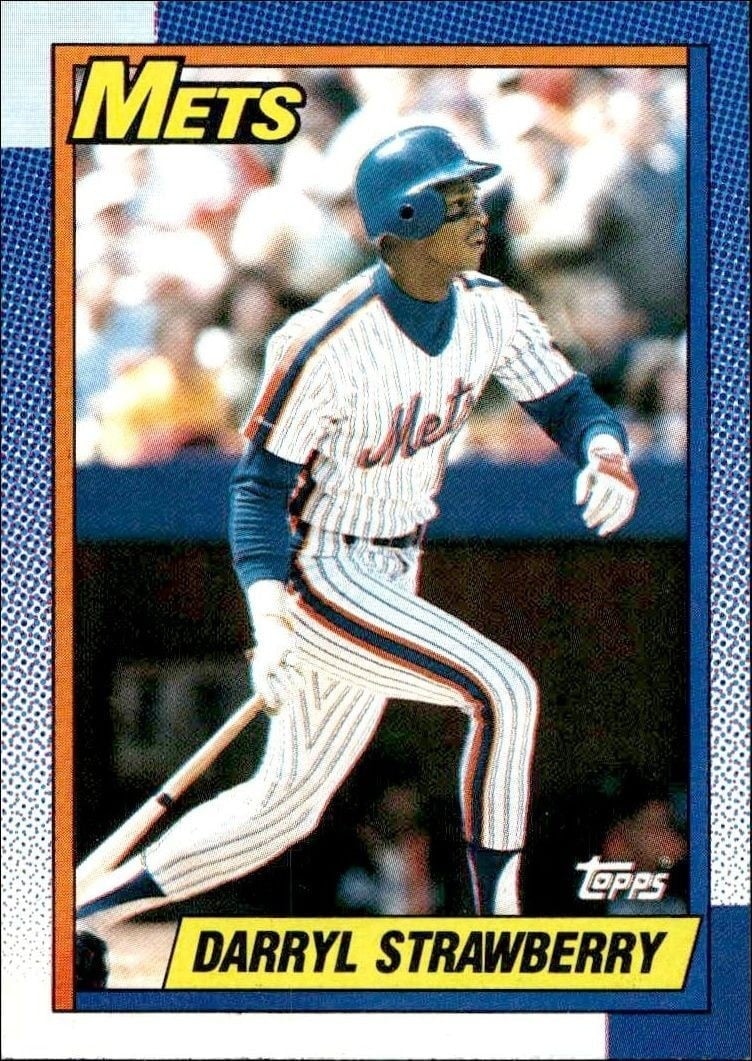 Darryl Strawberry 1990 Topps #600 Baseball Trading Card - Front 1990 Topps Darryl Strawberry #600 baseball trading card front
