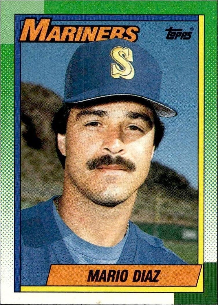 Mario Diaz 1990 Topps #781 Baseball Trading Card - Front 1990 Topps Mario Diaz #781 baseball trading card front
