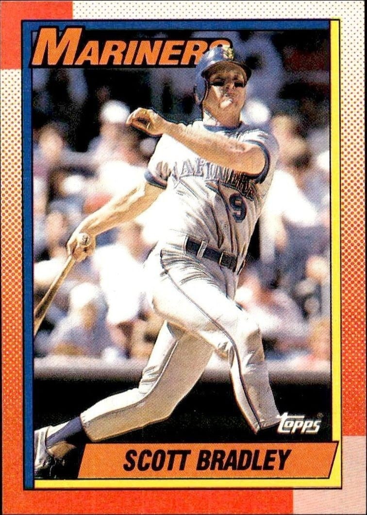 Scott Bradley 1990 Topps #593 Baseball Trading Card - Front 1990 Topps Scott Bradley #593 baseball trading card front