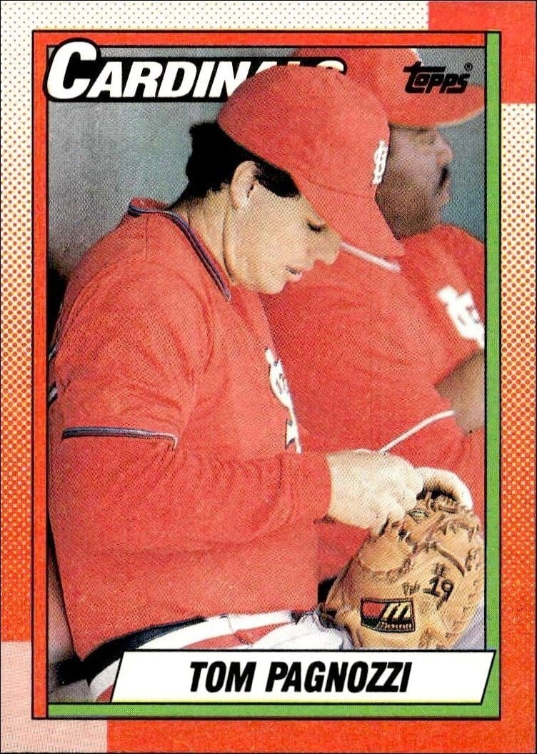 Tom Pagnozzi 1990 Topps #509 Baseball Trading Card - Front 1990 Topps Tom Pagnozzi #509 baseball trading card front