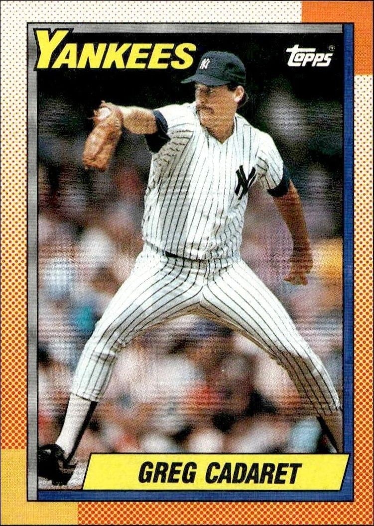 Greg Cadaret 1990 Topps #659 Baseball Trading Card - Front 1990 Topps Greg Cadaret #659 baseball trading card front