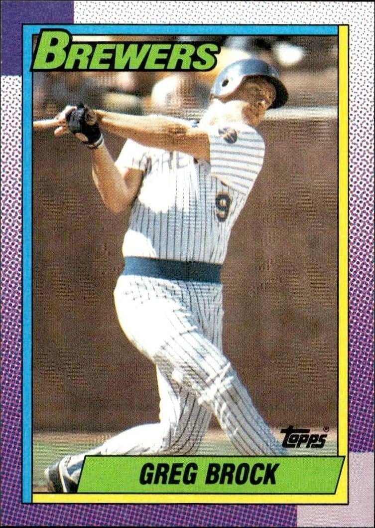Greg Brock 1990 Topps #139 Baseball Trading Card - Front 1990 Topps Greg Brock #139 baseball trading card front