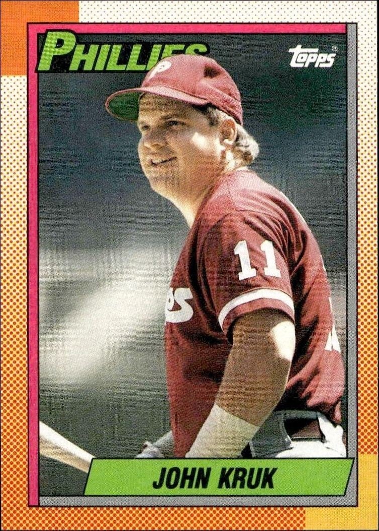 John Kruk 1990 Topps #469 Baseball Trading Card - Front 1990 Topps John Kruk #469 baseball trading card front