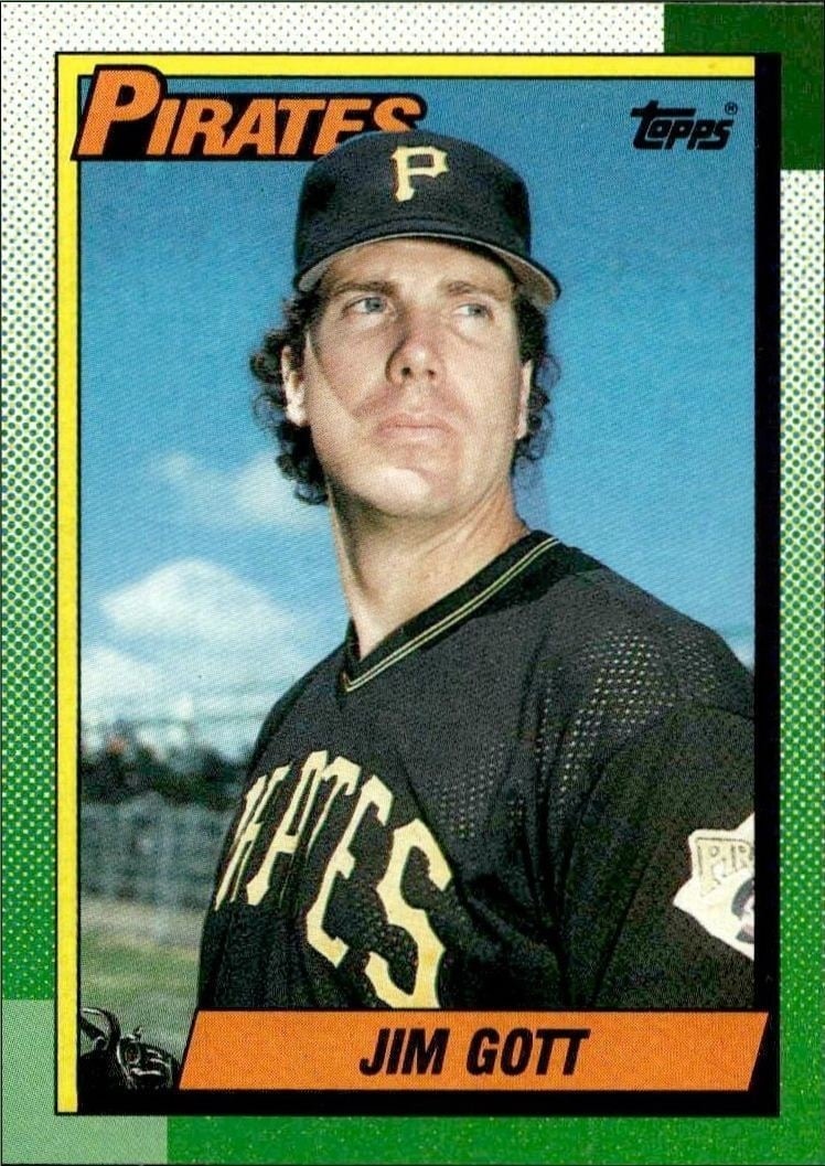 Jim Gott 1990 Topps #292 Baseball Trading Card - Front 1990 Topps Jim Gott #292 baseball trading card front