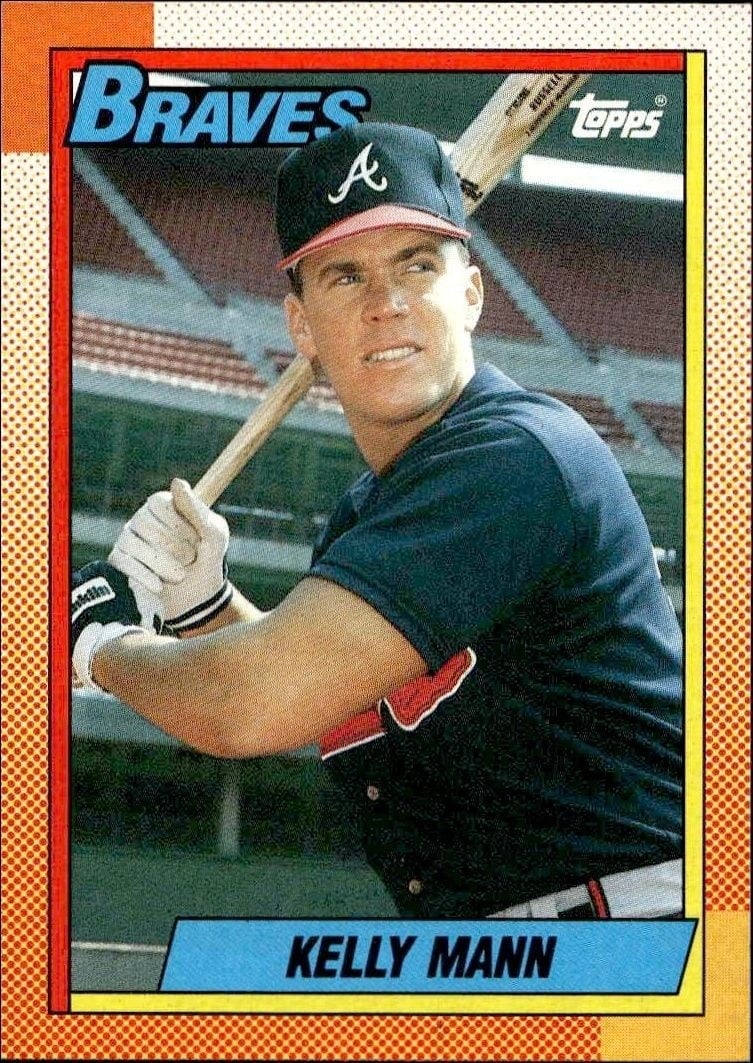 Kelly Mann 1990 Topps #744 Baseball Trading Card - Front 1990 Topps Kelly Mann #744 baseball trading card front