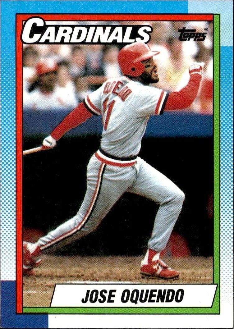 Jose Oquendo 1990 Topps #645 Baseball Trading Card - Front 1990 Topps Jose Oquendo #645 baseball trading card front
