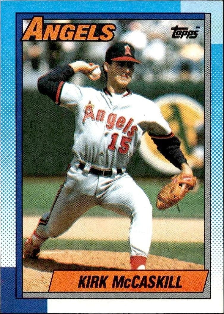 Kirk McCaskill 1990 Topps #215 Baseball Trading Card - Front 1990 Topps Kirk McCaskill #215 baseball trading card front