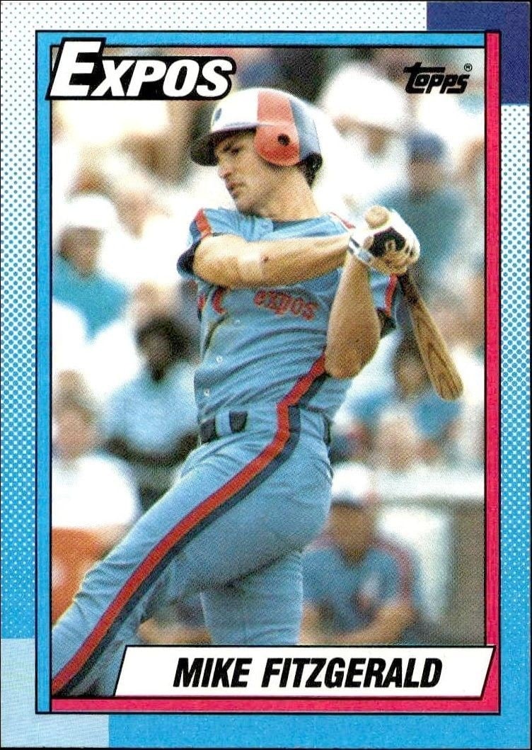Mike Fitzgerald 1990 Topps #484 Baseball Trading Card - Front 1990 Topps Mike Fitzgerald #484 baseball trading card front