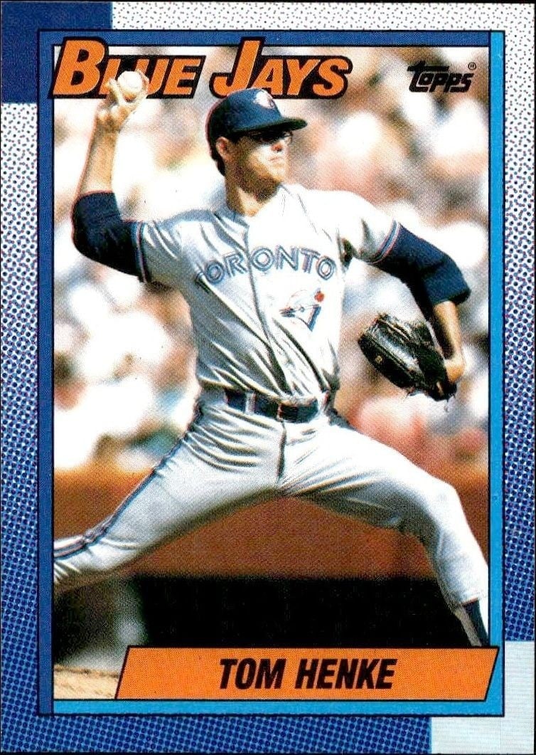 Tom Henke 1990 Topps #695 Baseball Trading Card - Front 1990 Topps Tom Henke #695 baseball trading card front