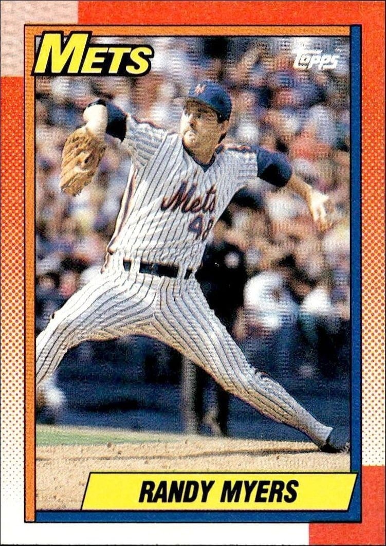 Randy Myers 1990 Topps #105 Baseball Trading Card - Front 1990 Topps Randy Myers #105 baseball trading card front