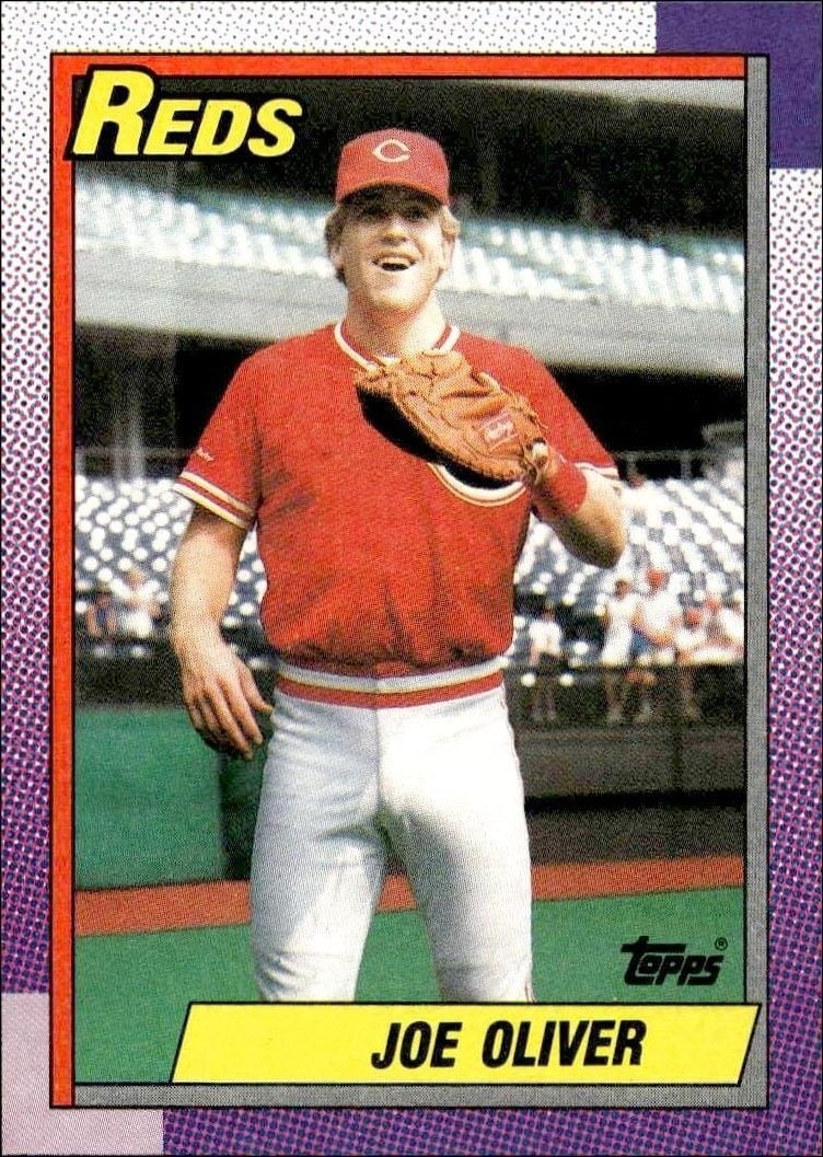 Joe Oliver 1990 Topps #668 Baseball Trading Card - Front 1990 Topps Joe Oliver #668 baseball trading card front