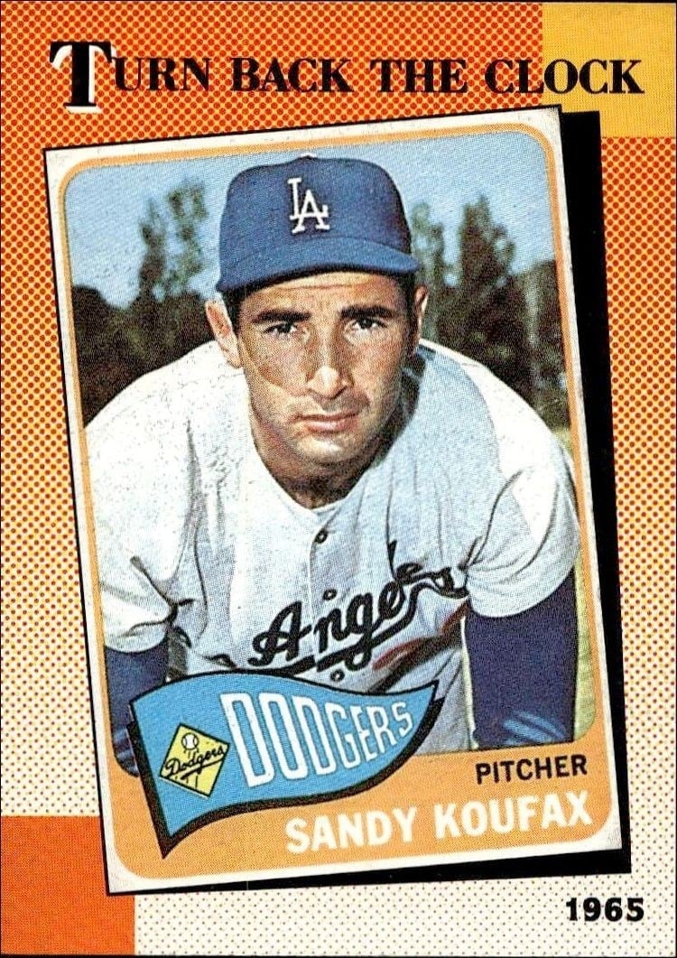 Sandy Koufax 1990 Topps #665 Baseball Trading Card - Front 1990 Topps Sandy Koufax #665 baseball trading card front