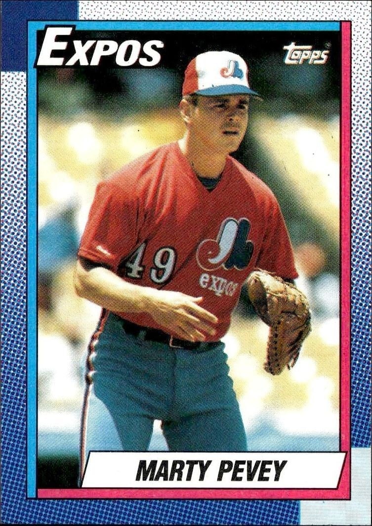 Marty Pevey 1990 Topps #137 Baseball Trading Card - Front 1990 Topps Marty Pevey #137 baseball trading card front
