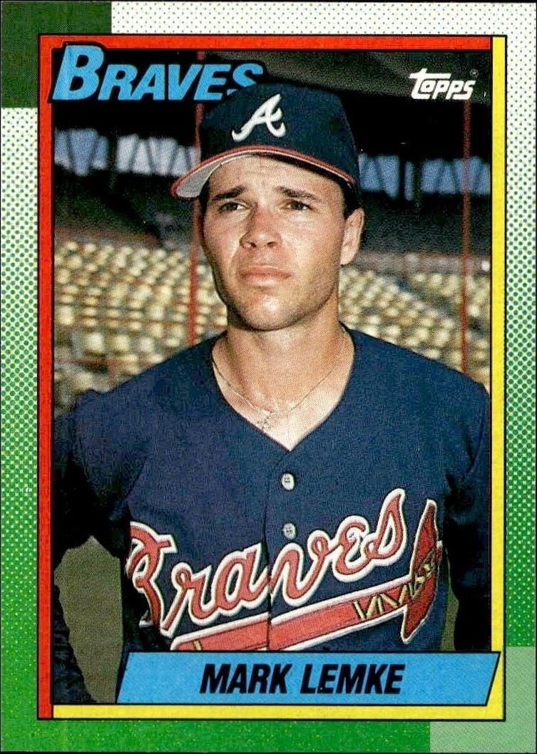 Mark Lemke 1990 Topps #451 Baseball Trading Card - Front 1990 Topps Mark Lemke #451 baseball trading card front