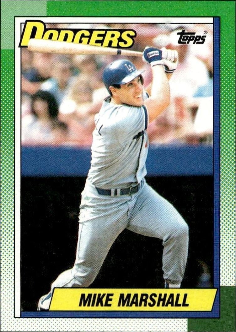 Mike Marshall 1990 Topps #198 Baseball Trading Card - Front 1990 Topps Mike Marshall #198 baseball trading card front