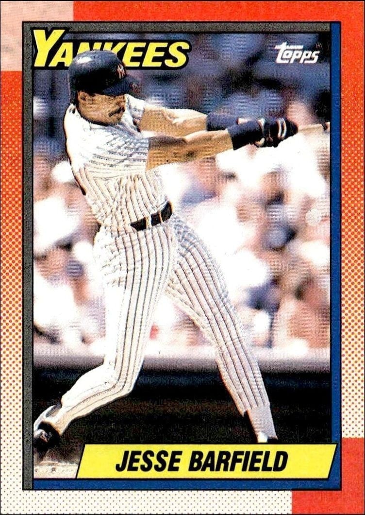 Jesse Barfield 1990 Topps #740 Baseball Trading Card - Front 1990 Topps Jesse Barfield #740 baseball trading card front