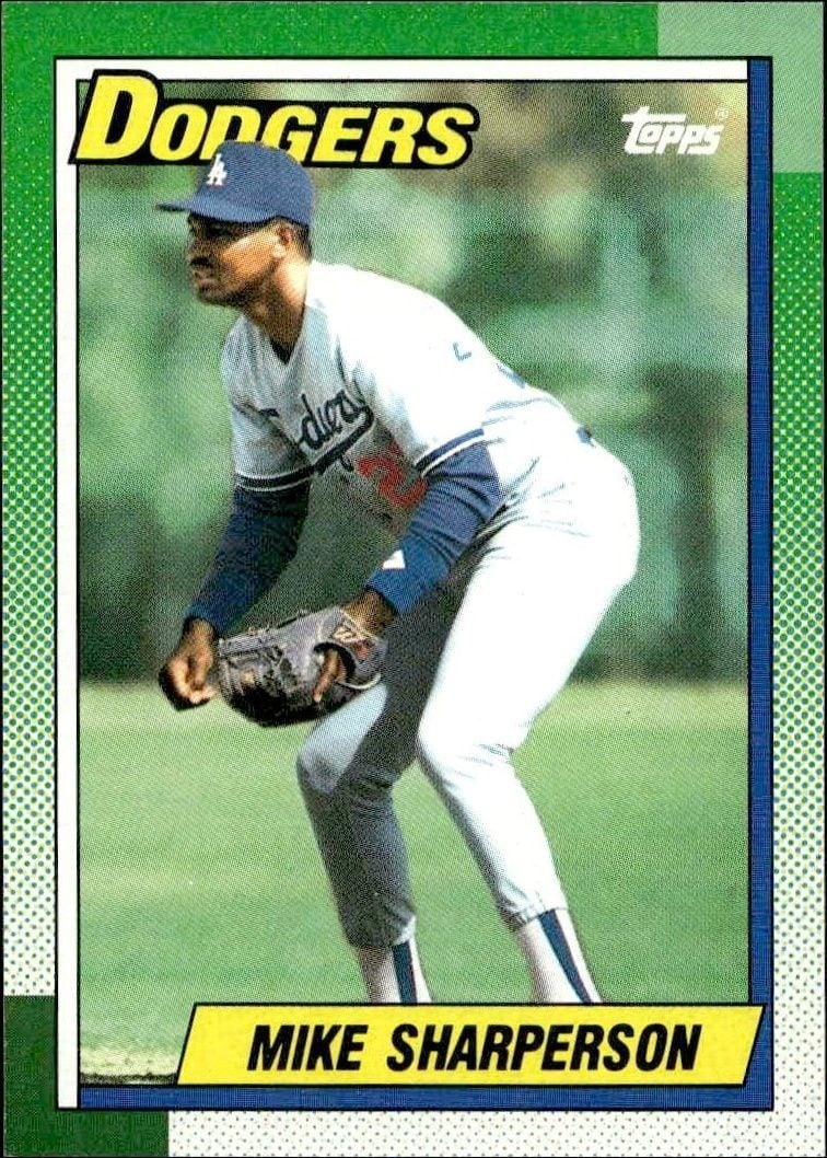 Mike Sharperson 1990 Topps #117 Baseball Trading Card - Front 1990 Topps Mike Sharperson #117 baseball trading card front