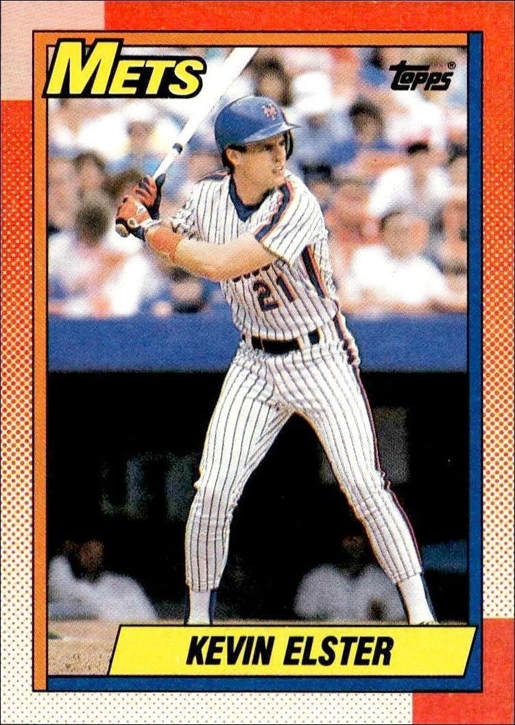 Kevin Elster 1990 Topps #734 Baseball Trading Card - Front 1990 Topps Kevin Elster #734 baseball trading card front