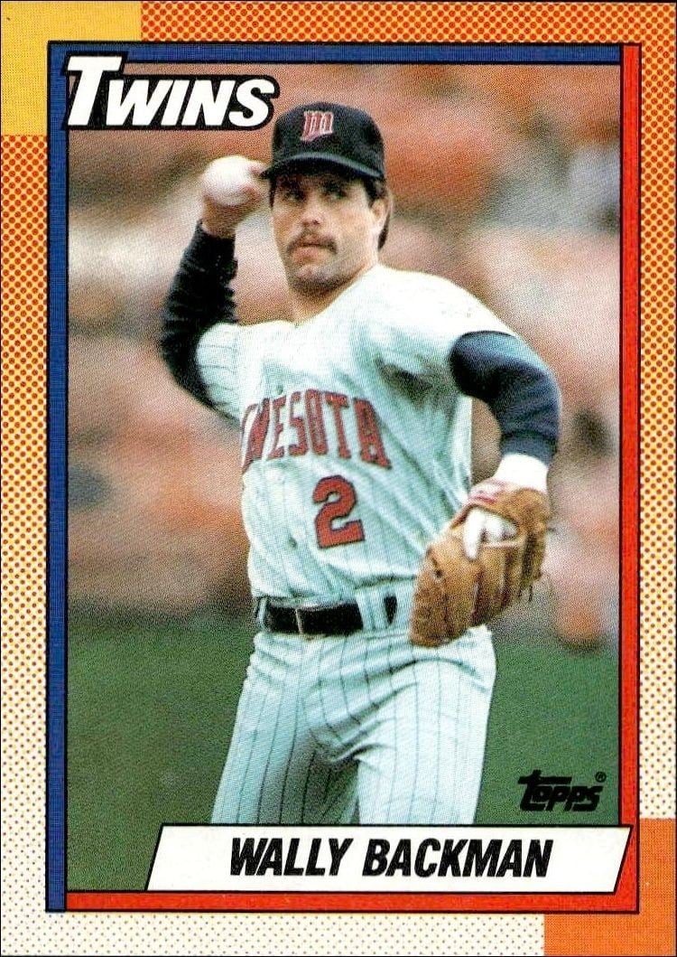 Wally Backman 1990 Topps #218 Baseball Trading Card - Front 1990 Topps Wally Backman #218 baseball trading card front