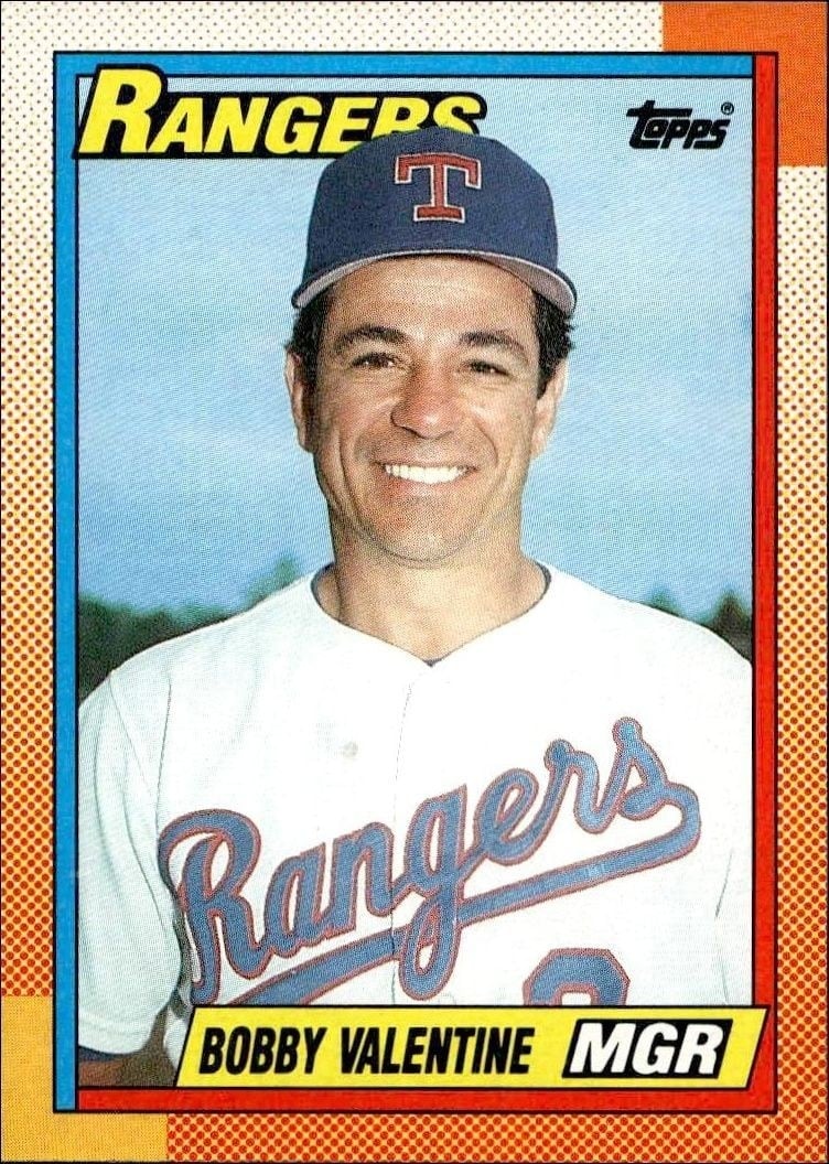 Bobby Valentine 1990 Topps #729 Baseball Trading Card - Front 1990 Topps Bobby Valentine #729 baseball trading card front
