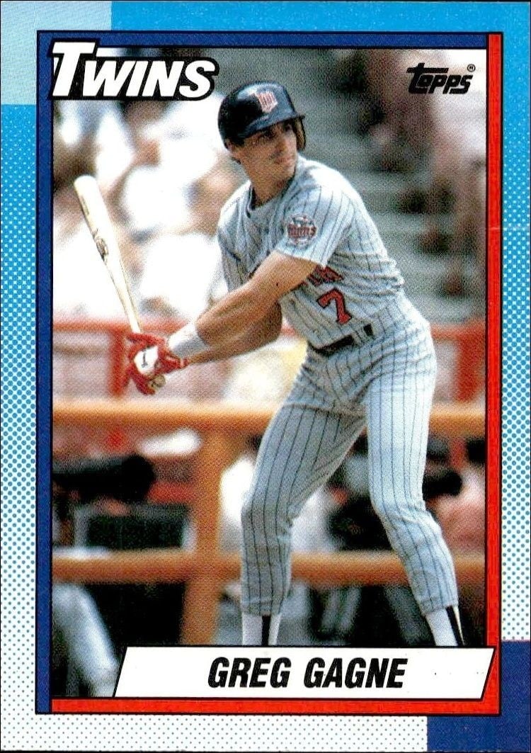 Greg Gagne 1990 Topps #448 Baseball Trading Card - Front 1990 Topps Greg Gagne #448 baseball trading card front