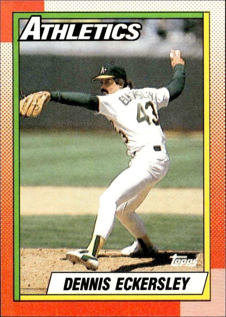 Dennis Eckersley 1990 Topps #670 Baseball Trading Card - Front 1990 Topps Dennis Eckersley #670 baseball trading card front