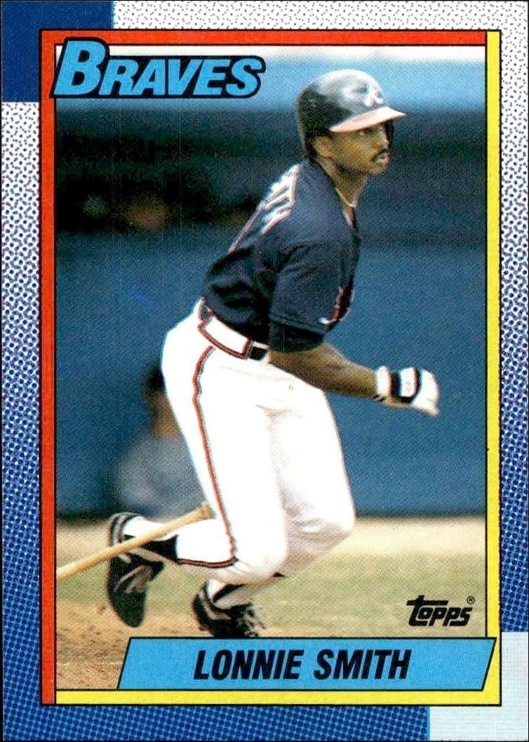 Lonnie Smith 1990 Topps #152 Baseball Trading Card - Front 1990 Topps Lonnie Smith #152 baseball trading card front