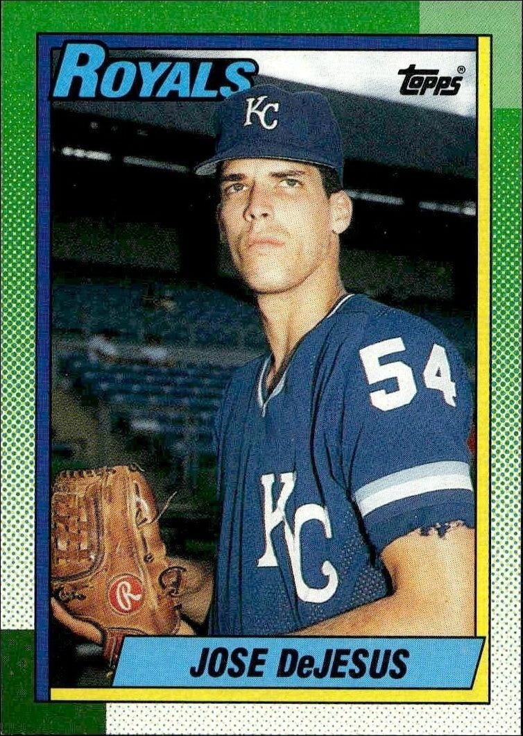 Jose DeJesus 1990 Topps #596 Baseball Trading Card - Front 1990 Topps Jose DeJesus #596 baseball trading card front