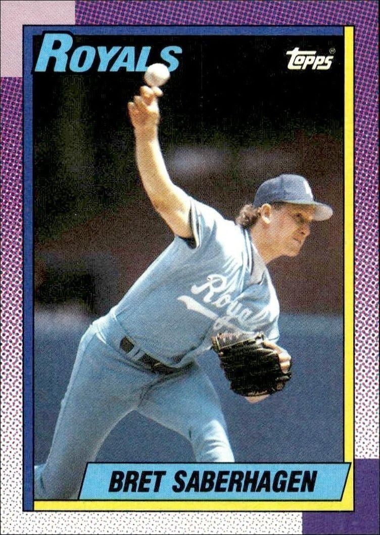 Bret Saberhagen 1990 Topps #350 Baseball Trading Card - Front 1990 Topps Bret Saberhagen #350 baseball trading card front