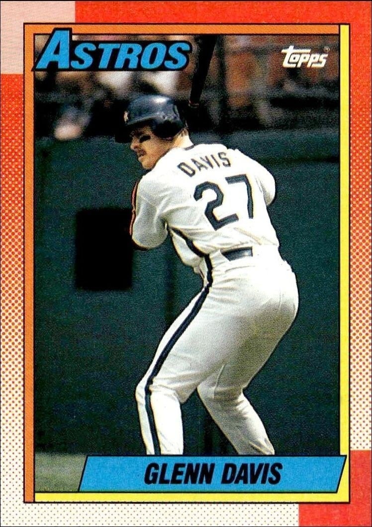 Glenn Davis 1990 Topps #50 Baseball Trading Card - Front 1990 Topps Glenn Davis #50 baseball trading card front