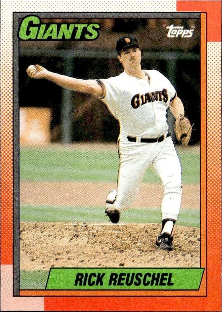 Rick Reuschel 1990 Topps #190 Baseball Trading Card - Front 1990 Topps Rick Reuschel #190 baseball trading card front