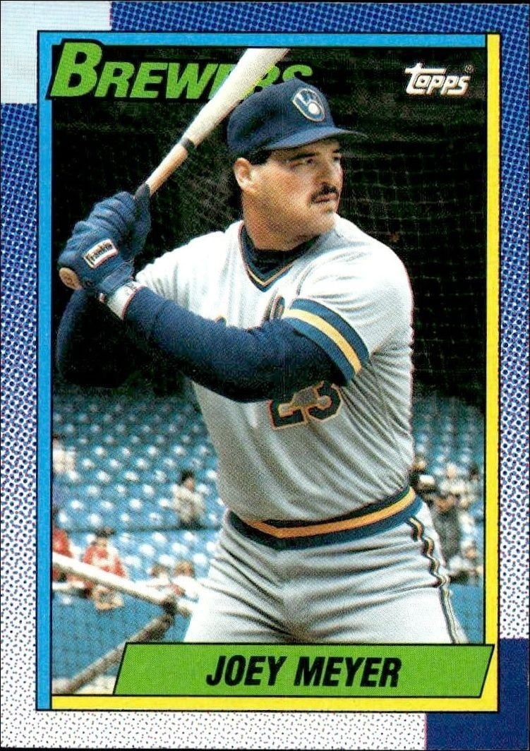 Joey Meyer 1990 Topps #673 Baseball Trading Card - Front 1990 Topps Joey Meyer #673 baseball trading card front