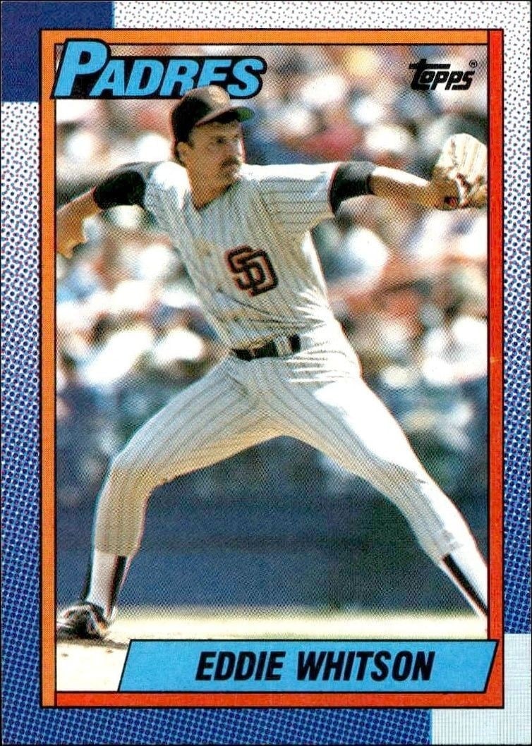 Eddie Whitson 1990 Topps #618 Baseball Trading Card - Front 1990 Topps Eddie Whitson #618 baseball trading card front