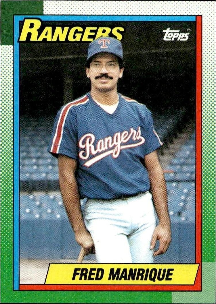 Fred Manrique 1990 Topps #242 Baseball Trading Card - Front 1990 Topps Fred Manrique #242 baseball trading card front